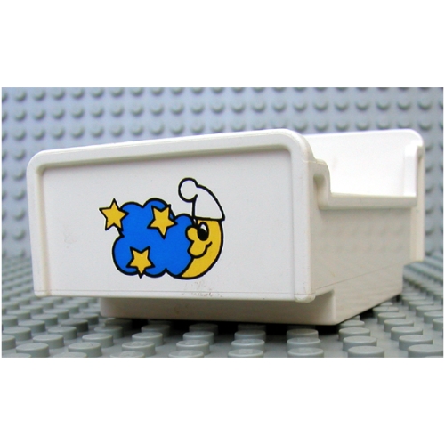 Lego Duplo Bed 3 x 5 x 1 2/3 with Moon and Stars Print / White