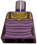 Lego Torso Female Top with Dark Purple Stripes and Gold Necklace Pattern / Dark Purple