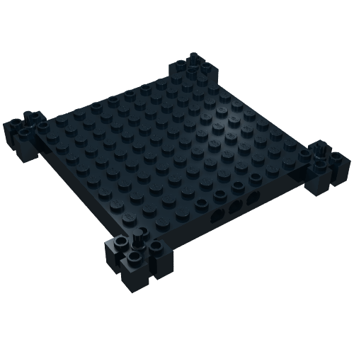 Lego Brick Special 12 x 12 Base with 4 Corner Pegs, 1 x 10 Cutouts, Grooves / Black