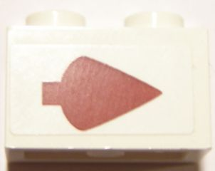 Lego Brick 1 x 2 with Dark Red Arrow Pattern Right (Sticker) - Set 10240