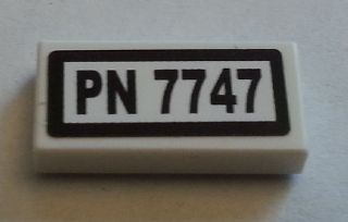 Lego Tile 1 x 2 with Black 'PN 7747' Pattern (Sticker) - Set 7747