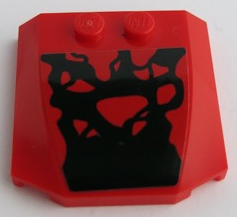 Lego Wedge 4 x 4 x 2/3 Triple Curved with Black Tendrils Pattern (Sticker) - Set 76199 / Red