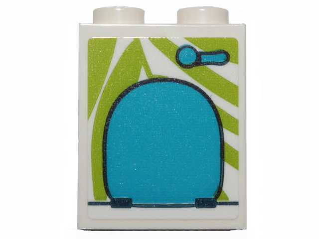 Lego Brick 1 x 2 x 2 with Inside Stud Holder with Dark Azure Toilet Hatch Pattern (Sticker) - Set 41424