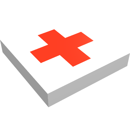 Lego Tile 2 x 2 with Red Cross Print / White