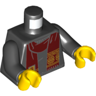 Lego Torso Sweater, Dark Red Scarf with Gold Decorations Print, Black Arms, Yellow Hands / Black