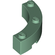 Lego Brick Round Corner 4 x 4 Macaroni Wide with 3 Studs / Sand Green