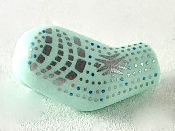 Lego Arm, Right with Silver and Metallic Light Blue Spots Pattern / Light Aqua
