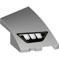 Lego Brick Wedged, Curved 3 x 2 with Stud Notch Right with 3 White Headlights in Black Frame print