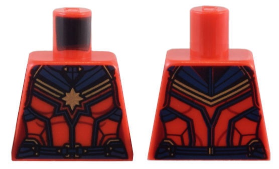 Lego Torso Female Outline with Gold 8-Point Star, Dark Blue Collar and Belt Pattern / Red