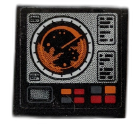 Lego Tile 2 x 2 with Light Bluish Gray Rectangle with Orange Radar and Buttons Pattern (Sticker) - Set 42076