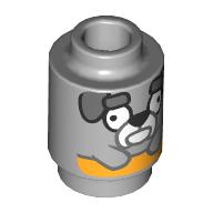 Lego Brick Round 1 x 1 with Dog, Dark Bluish Grey Eyebrows (Jeremey) Print / Light Bluish Gray