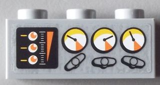 Lego Brick 1 x 3 with Gauges and Valves Pattern (Sticker) - Set 60002