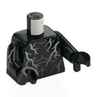 Lego Torso, Dark Stone Grey Muscles, Silver Lightning print, Black Arms and Hands