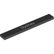 Lego Tile 1 x 8 with Sydney Print / Black