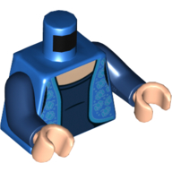 Lego Torso Vest, Bright Light Blue Trim, Roses, Dark Blue Undershirt Print, Dark Blue Arms, Light Nougat Hands / Blue