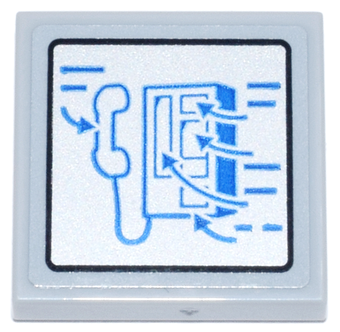 Lego Tile 2 x 2 with Silver Panel with Blue Telephone Dialing Instructions Pattern (Sticker) - Set 21347