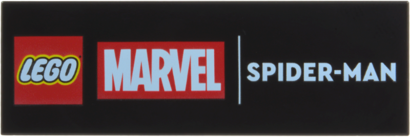 Lego Tile 2 x 6 with LEGO Marvel Logo and White 'SPIDER-MAN' Pattern / Black