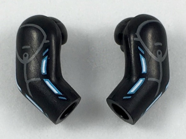 Lego Arm, (Matching Left and Right) Pair with Blue Lines Pattern / Black