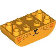 Lego Brick Curved Inverted 2 x 4 Double, Cat Face, Dark Orange Cheeks print
