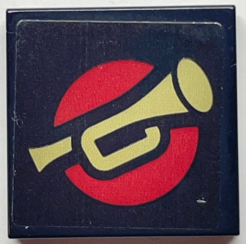 Lego Tile 2 x 2 with Gold Bugle on Red Circle Pattern (Sticker) - Set 76178