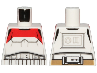 Lego Torso SW Armor Stormtrooper, Detailed Armor with Red Marking without Shoulder Belts Pattern / White