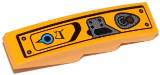 Lego Slope, Curved 4 x 1 with Blue Knob, Alien Characters and Joystick Pattern Model Right Side (Sticker) - Set 70002