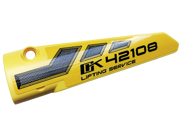 Lego Technic, Panel Fairing # 5 Long Smooth, Side A with Black '42108', 'LIFTING SERVICE' and Air Vents Pattern (Sticker) - Set 42108