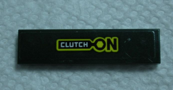 Lego Tile 1 x 4 with 'CLUTCH ON' Pattern (Sticker) - Set 75884 / Dark Green