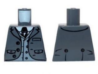 Lego Torso Jacket with Pockets, Vest with Buttons and String Tie Pattern / Dark Bluish Gray