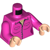 Lego Torso Jacket with Pockets, Buttons Print, Dark Pink Arms, Light Nougat Hands / Dark Pink