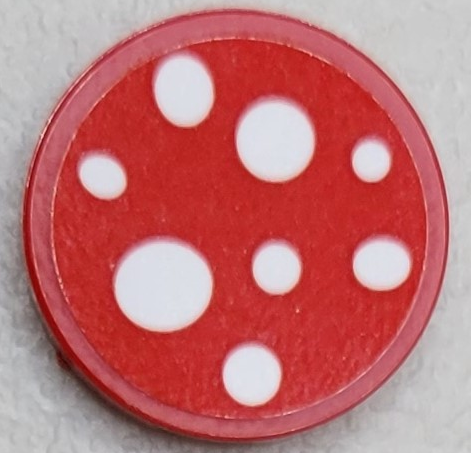 Lego Tile, Round 2 x 2 with Bottom Stud Holder with White Spots Pattern (Sticker) - Set 910016 / Red