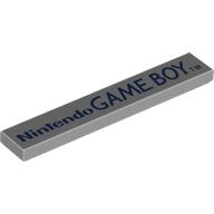 Lego Tile 1 x 6 with Dark Blue 'Nintendo GAME BOY TM' Print / Light Bluish Gray