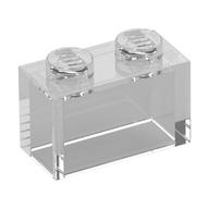 Lego Brick 1 x 2 without Bottom Tube / Trans-Clear