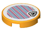 Lego Tile, Round 2 x 2 with Bottom Stud Holder with Super Mario Scanner Code Gold Ghost Pattern (Sticker) - Set 71397