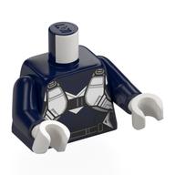 Lego Torso Body Armor, White Vest Print, Dark Blue Arms, White Hands / Dark Blue