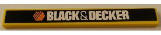 Lego Tile 1 x 8 with 'BLACK & DECKER' Logo Pattern (Sticker) - Set 8143
