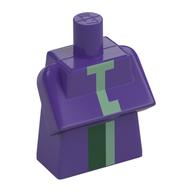 Lego Torso Special, Long with Folded Arms with Green and Sand Green Stripes Print / Dark Purple