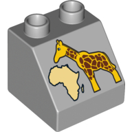 Lego Duplo Brick 2 x 2 Slope 45° with Giraffe and Map of Africa Print