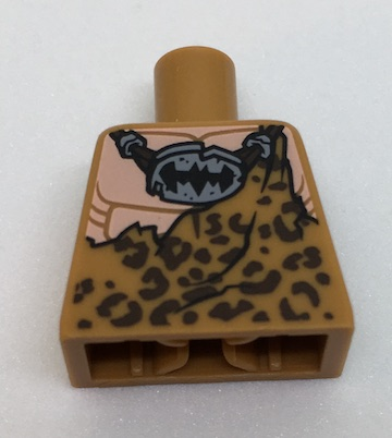 Lego Torso Batman Muscles Outline with Animal Print Top and Stone Batman Logo Pendant Pattern / Medium Nougat