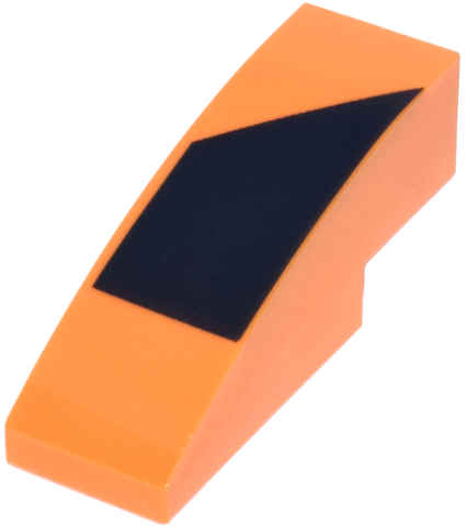 Lego Slope, Curved 3 x 1 with Black Trapezoid Pattern Model Right Side / Orange