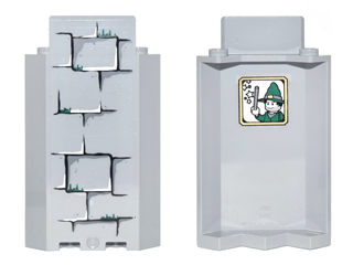Lego Panel 3 x 3 x 6 Corner Wall without Bottom Indentations with Bricks with Dark Green Moss Pointing Up and Portrait on Inside Pattern 1 (Stickers) - Set 4738