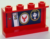 Lego Panel 1 x 4 x 2 with Side Supports - Hollow Studs with Books, Wonder Woman Photo and Logo Pattern on Inside (Sticker) - Set 41235