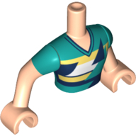 Lego Minidoll Torso Man with Dark Turquoise Shirt, Dark Blue Trim
