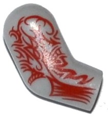 Lego Arm, Right with Red Tattoo Pattern / Light Bluish Gray