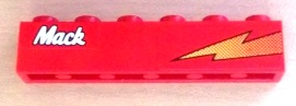 Lego Brick 1 x 6 with 'Mack' and Lightning Pattern Model Left Side (Sticker) - Set 8486