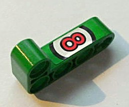 Lego Technic, Liftarm, Modified Bent Thick L-Shape 2 x 4 with Red Number 8 in White Circle Pattern (Sticker) - Set 8236