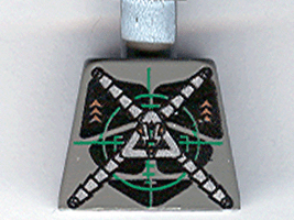 Lego Torso Space Insectoids Silver X on Green Verniers Pattern / Dark Gray