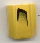 Lego Slope, Curved 2 x 2 Lip with Black Fade Air Intake Pattern Right (Sticker) - Set 7968 / Yellow
