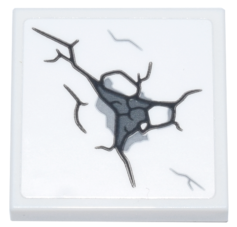 Lego Tile 2 x 2 with Black, Dark Bluish Gray and Light Bluish Gray Cracked Stone Pattern (Sticker) - Set 76266