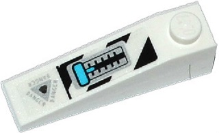 Lego Slope 18 4 x 1 with 'DANGER' and Medium Blue Gear Stick Pattern (Sticker) - Set 70170